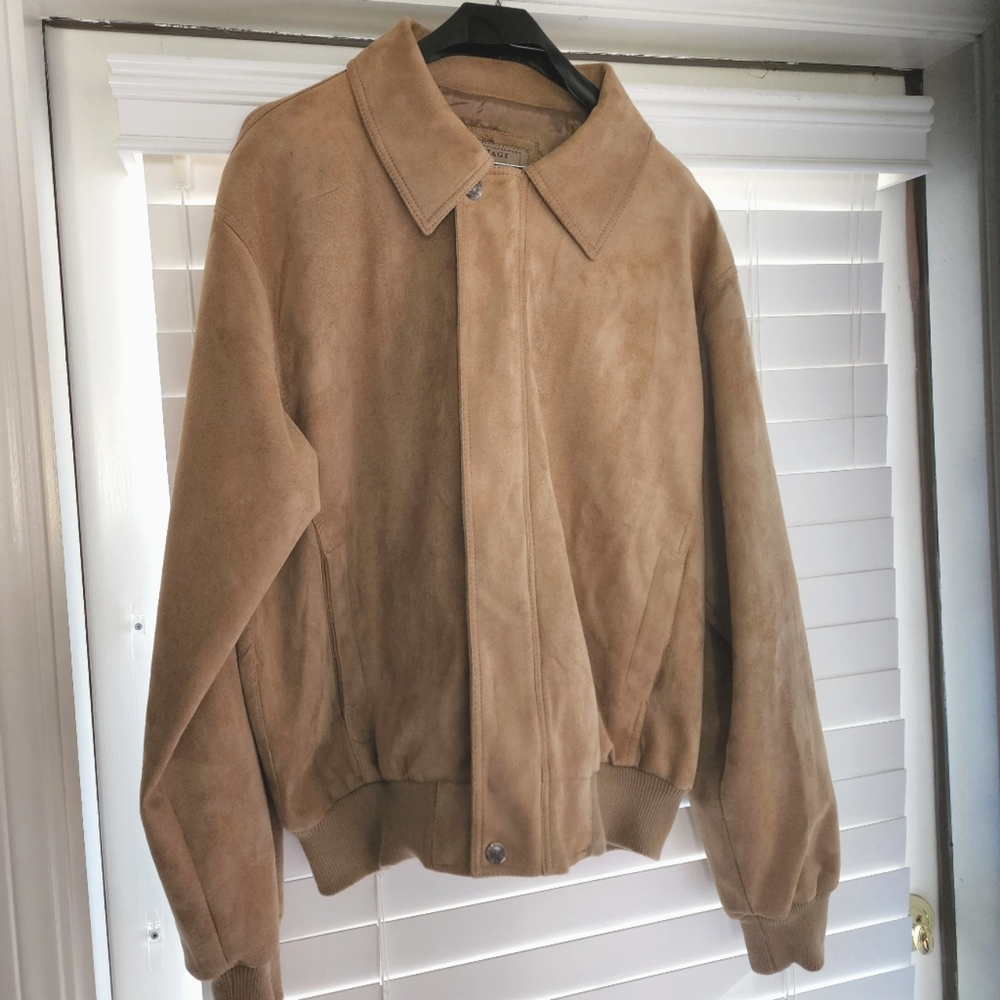 Reportage R.G.A. Coat Brown Micro Soft Suede Italy Men Size Large, Vintage